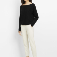 Black Drop Shoulder Boat Neck Top