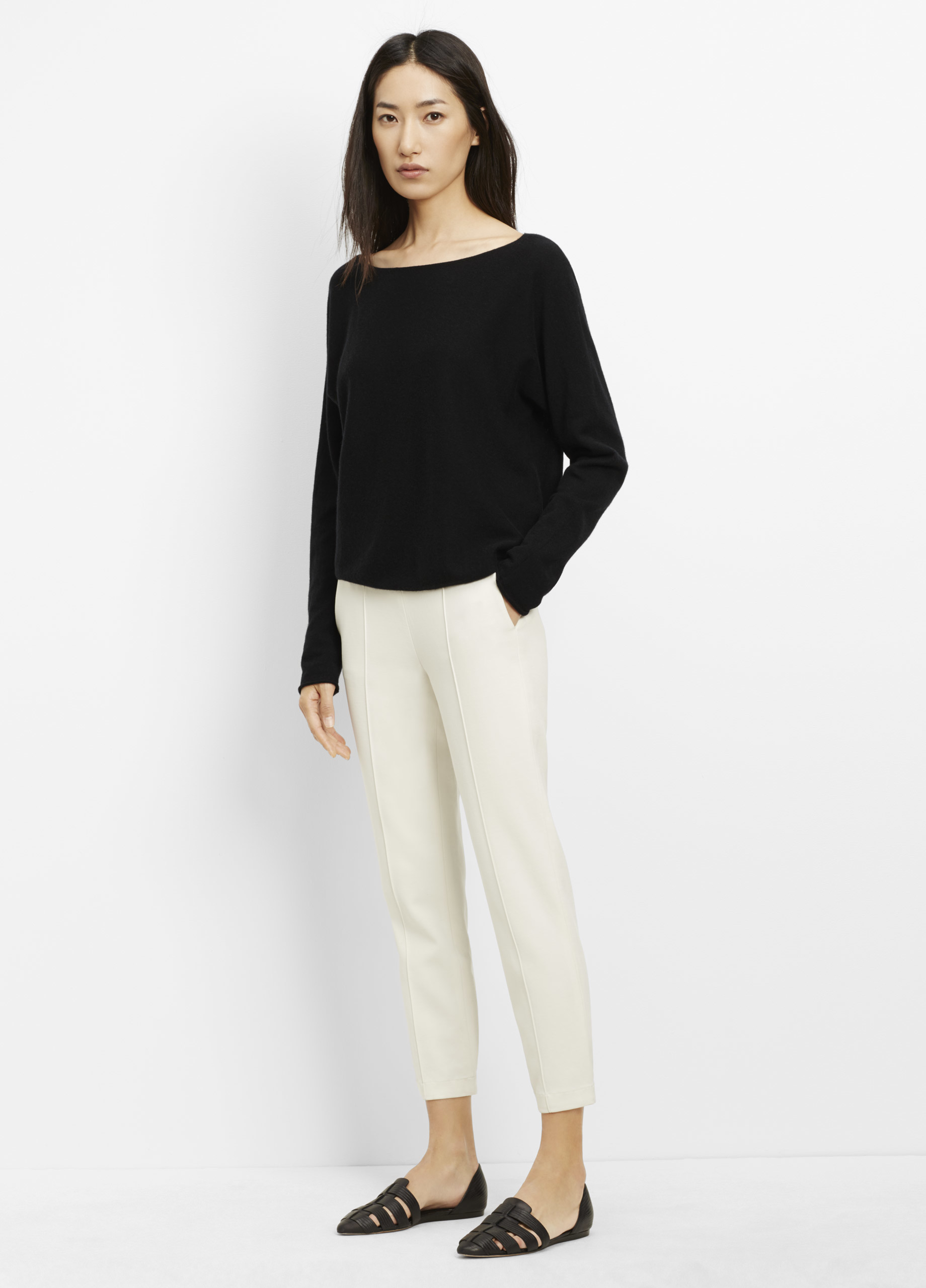 Cropped boatneck outlet sweater