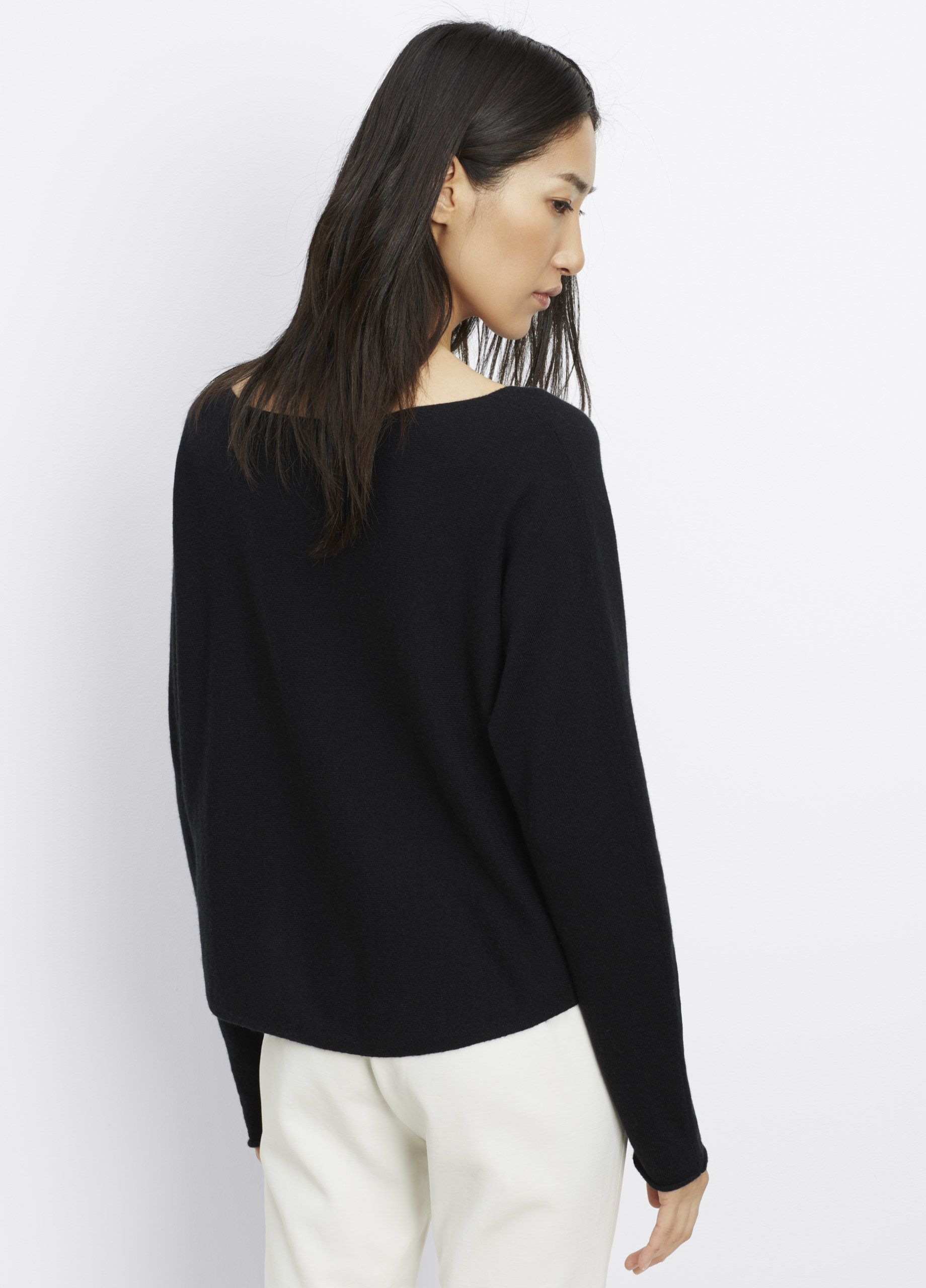 Black Drop Shoulder Boat Neck Top